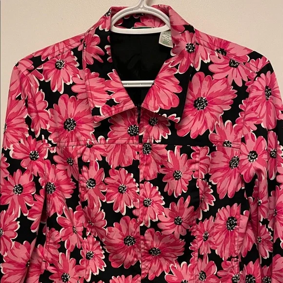 Laura Ashley Pink Floral Full Zip Jacket Size Medium - Picture 2 of 9